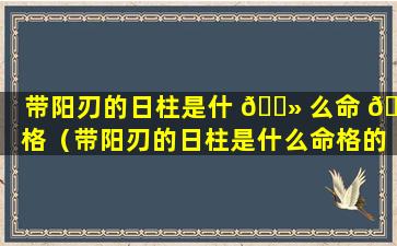 带阳刃的日柱是什 🌻 么命 🦆 格（带阳刃的日柱是什么命格的）